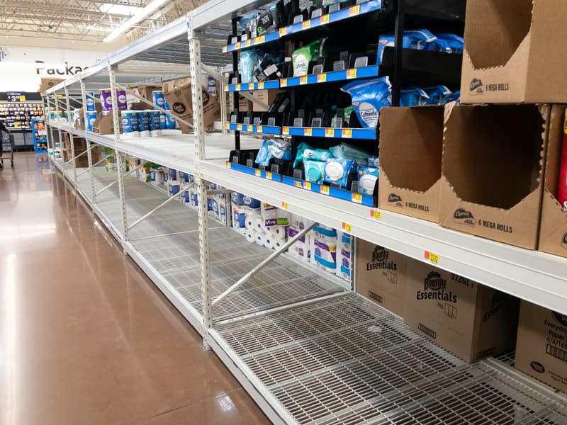 Empty Toilet Paper Racks at Denver Walmart During Corona Virus COVID-19 Outbreak 2020