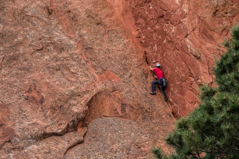 Mountain climbing rock slifee at garden of the gods colorado springs rocky mountains