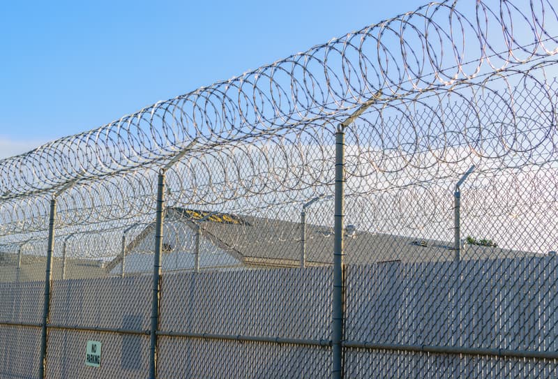 Prison fence line