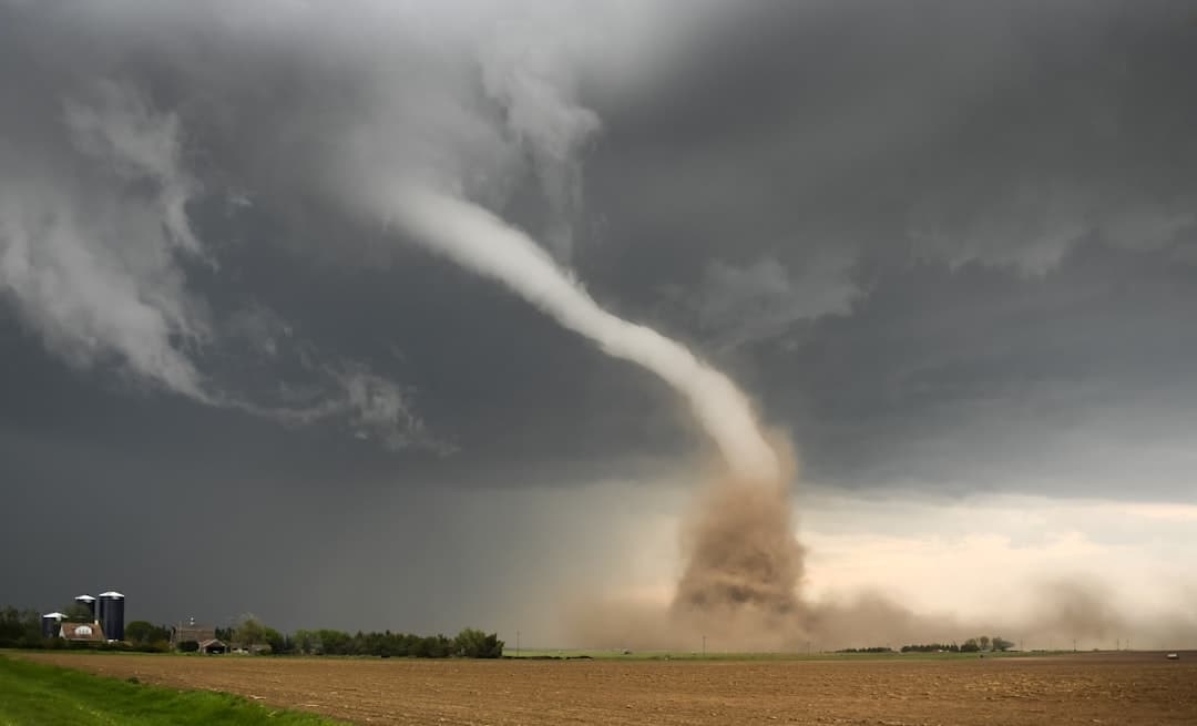 Dusty tornado on the US plains.
