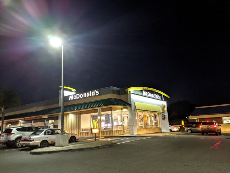 McDonalds Store and drive thru at night