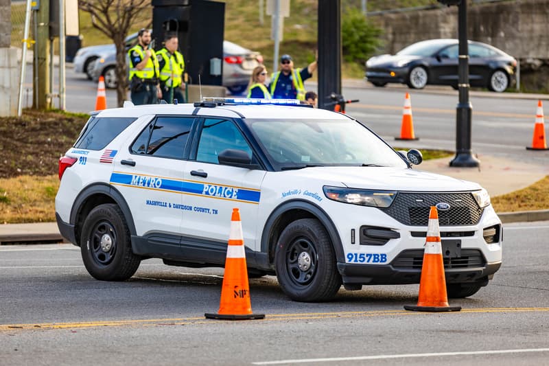 Police car on the street in Nashville for protection