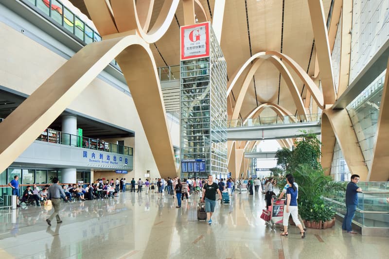Spacious interior of Kunming Changshui Airport, China