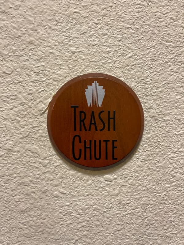 The Trash Chute sign at a Condominium Building in the Buckhead district of Atlanta, GA
